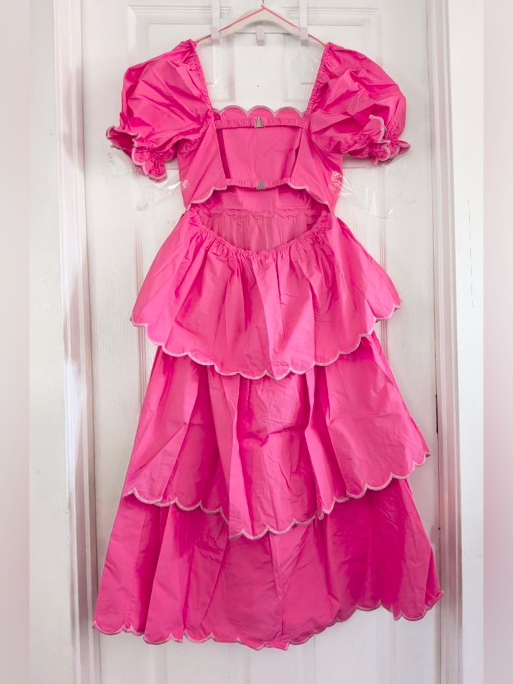 ENGLISH FACTORY Scallop Puff Sleeve Tiered Maxi Dress - Picture 9 of 15